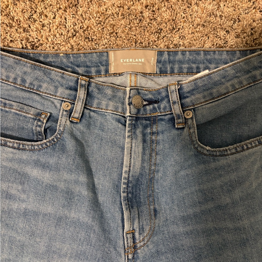 Everlane The Curvy Cheeky Straight Leg High Rise Jeans Light Wash Denim - Picture 4 of 7